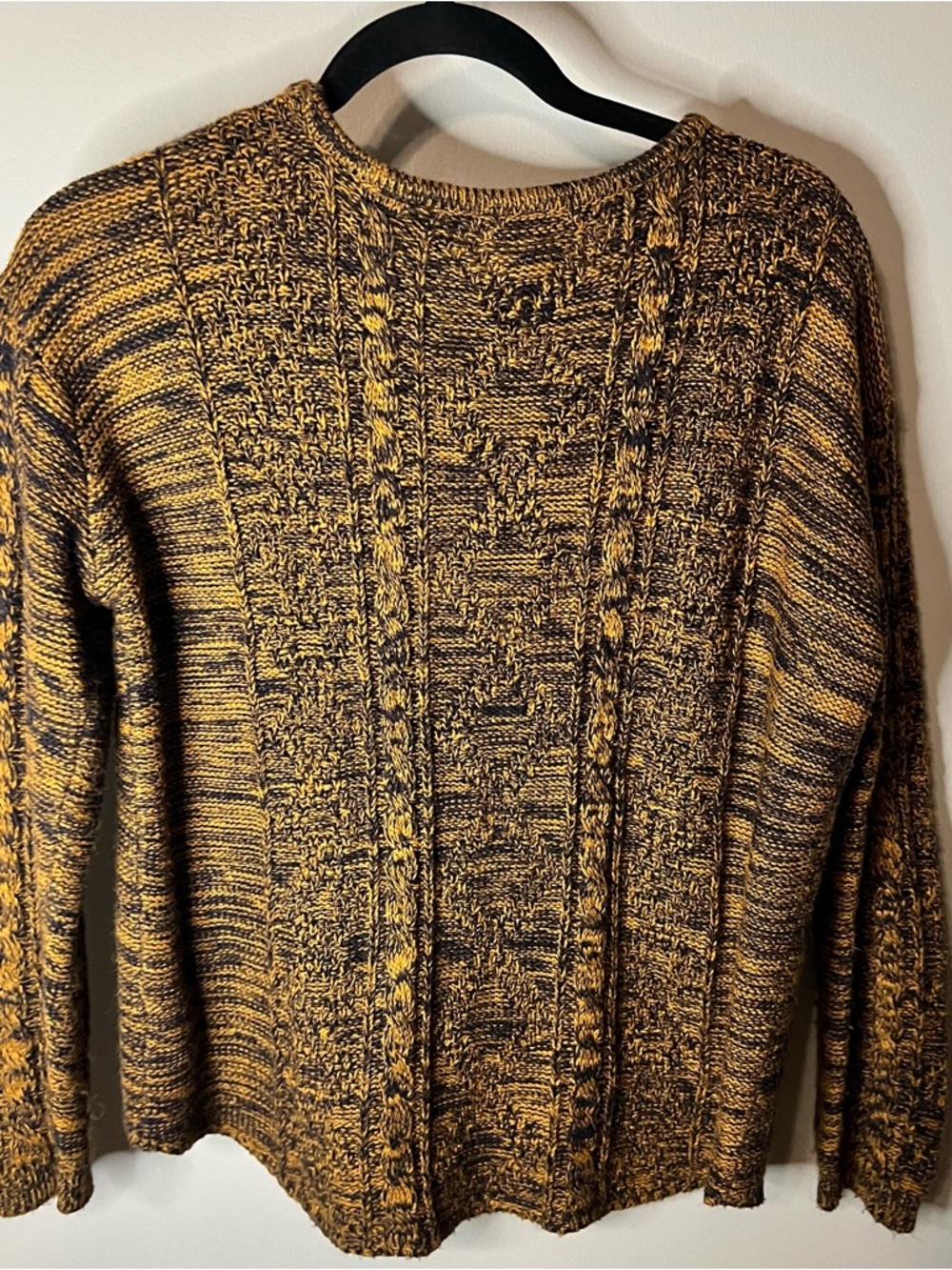 Forever 21 Black and Mustard Marled Cable Crewneck Sweater - Picture 3 of 3